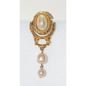 Vintage Richelieu Baroque Faux Pearl Victorian Brooch Pin Signed